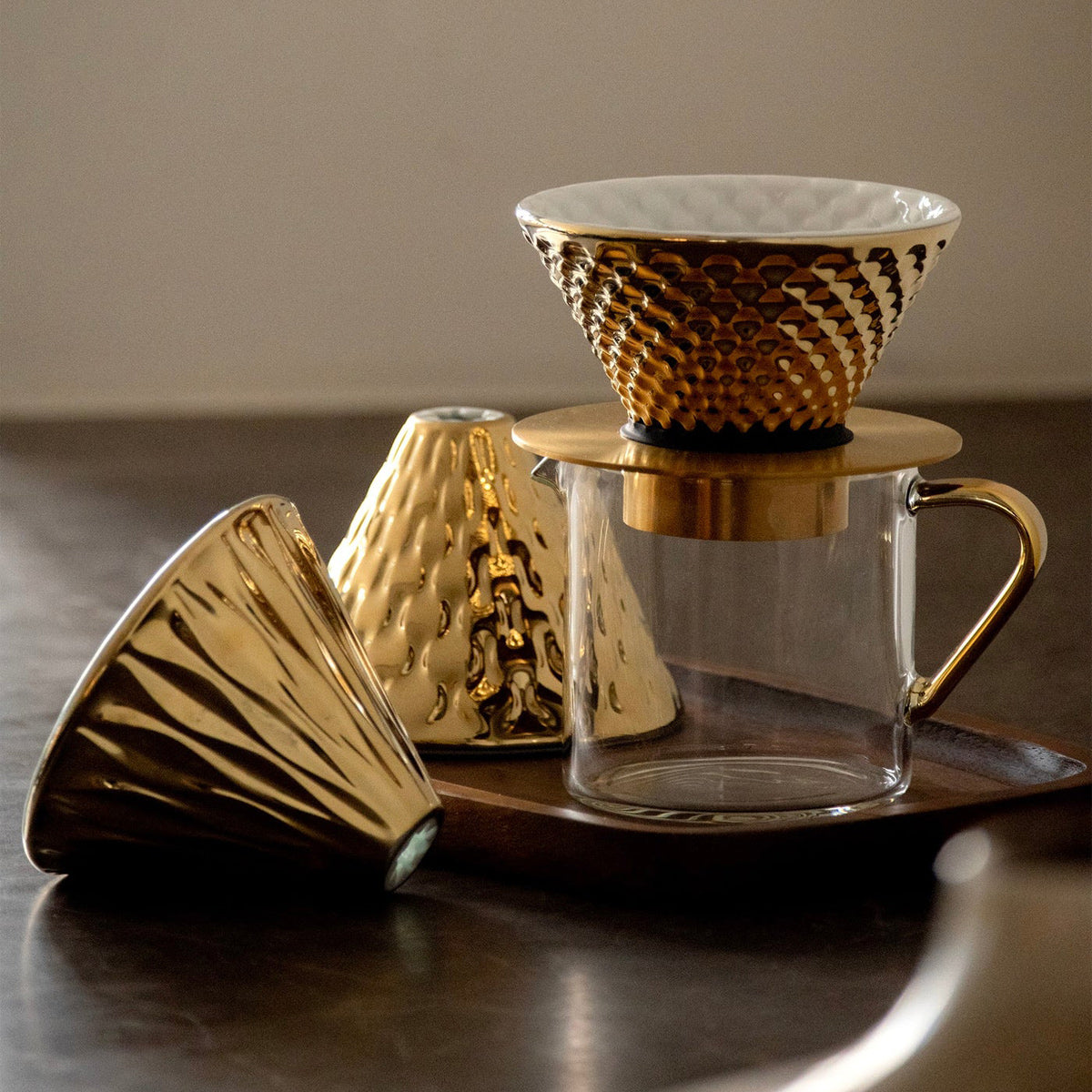 Guld dripper-sett